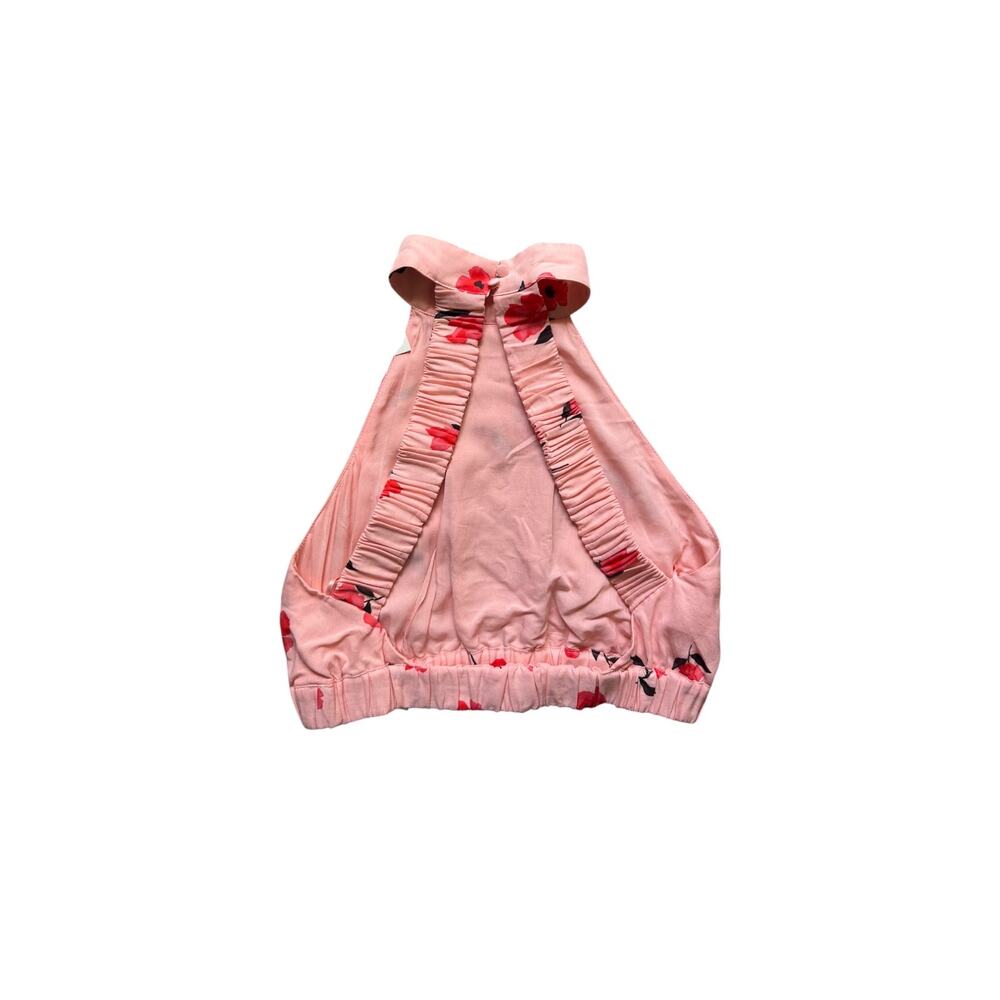 ZARA Pink Halter Crop Top High-Neck Linen-Blend Pink Floral - NWT - Size Med - Picture 6 of 6